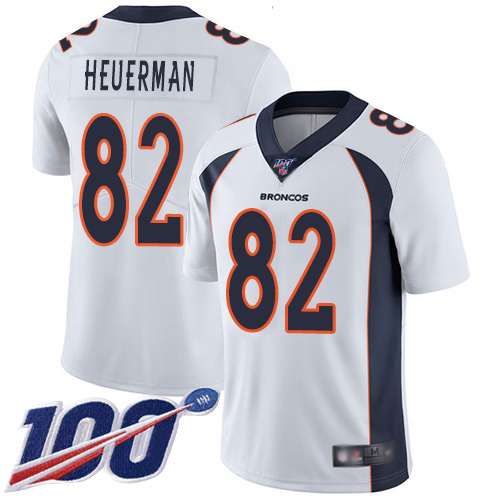 Men Denver Broncos #82 Jeff Heuerman White Vapor Untouchable Limited Player 100th Season Football NFL Jersey